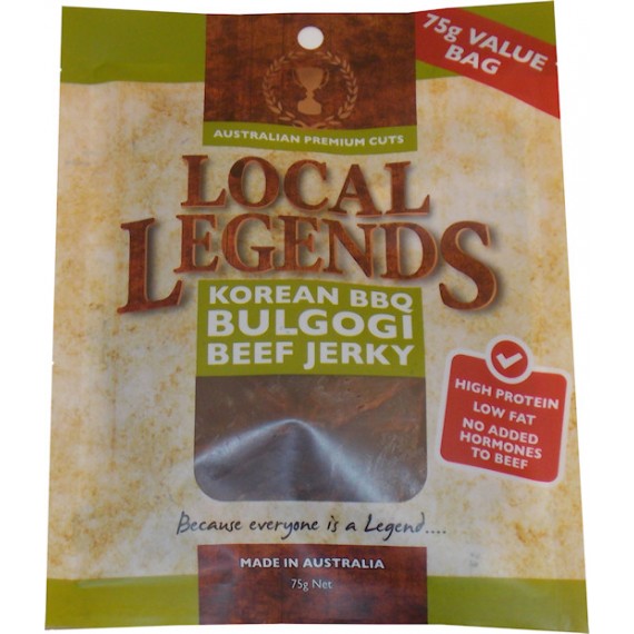 Beef Jerky, Local Ledgends, 75g (2.65oz) Bag, Korean BBQ BULGOGI