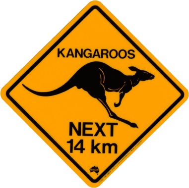 kangaroo small road sign