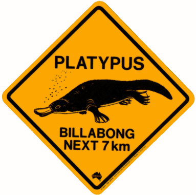 platypus road sign fridge magnet