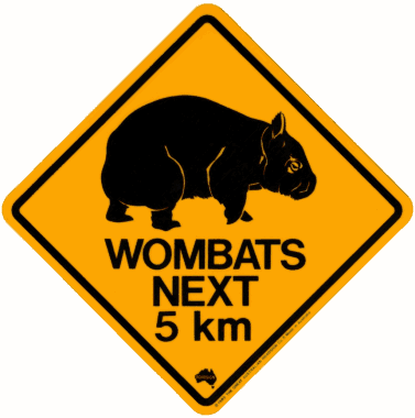 wombat road sign fridge magnet