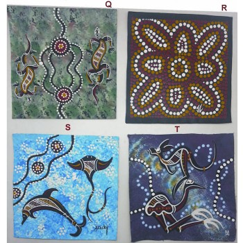 Aboriginal Hand Painted Canvas 20x20cm Mixed Styles