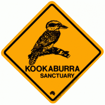 Kookaburra Road Sign - Sticker, 8x8cm