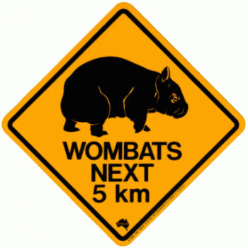 Wombat Road Sign - Swing Sign, 12.5x12.5cm