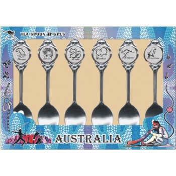 Australian Souvenir Spoons. A Set of Six Spoons in Contemporary Art Range