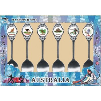 Australian Souvenir Spoons. A Set of Six Spoons featuring Australian Animals