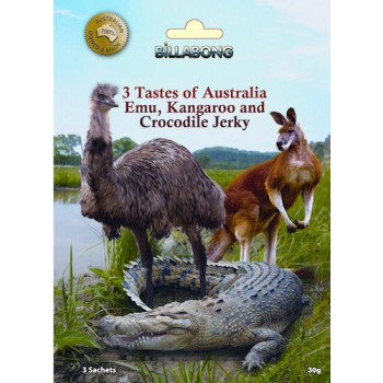 Exotic Jerky Try Pack - 3 Tastes of Australia - Emu, Kangaroo, Crocodile Jerky